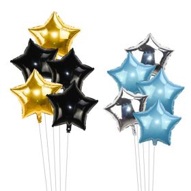 5Pcs 18inch Gold Silver Foil Star Balloon Wedding Balloons Decoration Baby Shower Children's Kids Birthday Party Balloons Globos (Color: BLACK)