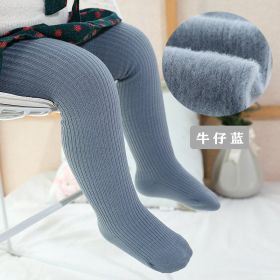 New Thicken Girls Tights for Winter Autumn 1 Pcs Warm Baby Girls Clothing Children Stockings 0-6 Years Old Solid Kids Pantyhose (Size: S(0-6M), Color: blue)