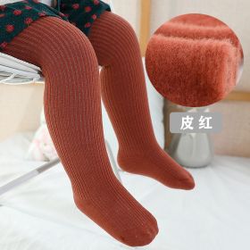 New Thicken Girls Tights for Winter Autumn 1 Pcs Warm Baby Girls Clothing Children Stockings 0-6 Years Old Solid Kids Pantyhose (Size: XXL(4-6T), Color: Brick Red)