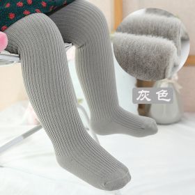 New Thicken Girls Tights for Winter Autumn 1 Pcs Warm Baby Girls Clothing Children Stockings 0-6 Years Old Solid Kids Pantyhose (Size: M(6-12M), Color: Gray)