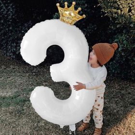 32inch Gold Crown Number Foil Balloon 1st 3st Birthday Party Wedding Ballon Supplies Baby Shower Decoration Air Globos (Color: Gold 2)