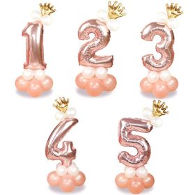 13Pcs/set Rose Gold Number Foil Balloons Happy Birthday Balloons Baby Shower Kids Birthday Party Decorations Number Balloons (Color: Number 5)