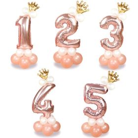 13Pcs/set Rose Gold Number Foil Balloons Happy Birthday Balloons Baby Shower Kids Birthday Party Decorations Number Balloons (Color: Number 6)