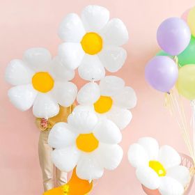 White Daisy Flower Foil Balloon multi size sunflower balloons baby shower Birthday wedding party decoration Hot Photo Props (Color: big size)