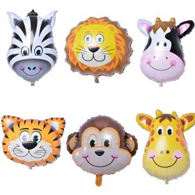 6pcs/lot Mini animal head Foil Balloons inflatable air balloon happy birthday party decorations kids baby shower party supplies (Color: lion)