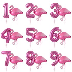 2/6Pcs Tropical Decoration Foil Balloon 40 Inch Pink Number Flamingo Theme Summer Party Birthday Gift Baby Shower Decor (Color: number 617)