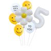 7pcs White Number Balloons Daisy Birthday Smile Face Latex Balloons Wedding Decoration Kids Birthday Party Supply