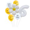 7pcs White Number Balloons Daisy Birthday Smile Face Latex Balloons Wedding Decoration Kids Birthday Party Supply