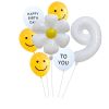 7pcs White Number Balloons Daisy Birthday Smile Face Latex Balloons Wedding Decoration Kids Birthday Party Supply