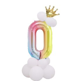 1 SET Rainbow Foil Number Balloons 0-9 Birthday Party Anniversary Decor Globo Kids figure Air Ball Supplies (Number: Rainbow 0)