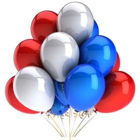 10pcs 12 inch Glossy Pearl Latex Balloons Birthday Party Wedding Colorful Inflatable Decor Ballon Kids Toys Air Balls (Color: red blue white)