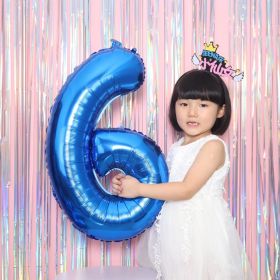 1PCS 32INCH Party Decoration Blue Number Foil Balloon Discolor Digital Globos Birthday Baby Shower Supplies (Number: blue 6)