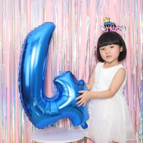 1PCS 32INCH Party Decoration Blue Number Foil Balloon Discolor Digital Globos Birthday Baby Shower Supplies (Number: blue 4)