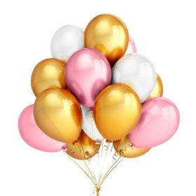 10pcs 12 inch Glossy Pearl Latex Balloons Birthday Party Wedding Colorful Inflatable Decor Ballon Kids Toys Air Balls (Color: gold pink white)