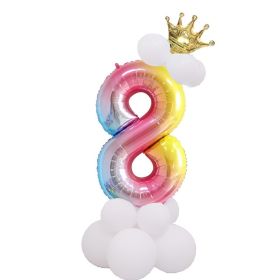 1 SET Rainbow Foil Number Balloons 0-9 Birthday Party Anniversary Decor Globo Kids figure Air Ball Supplies (Number: Rainbow 8)