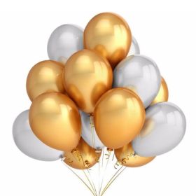 10pcs 12 inch Glossy Pearl Latex Balloons Birthday Party Wedding Colorful Inflatable Decor Ballon Kids Toys Air Balls (Color: gold sliver)