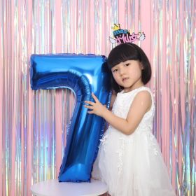 1PCS 32INCH Party Decoration Blue Number Foil Balloon Discolor Digital Globos Birthday Baby Shower Supplies (Number: blue 7)