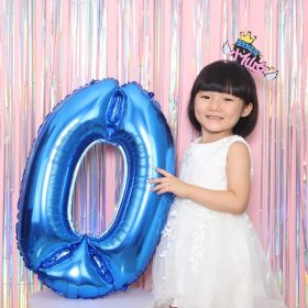 1PCS 32INCH Party Decoration Blue Number Foil Balloon Discolor Digital Globos Birthday Baby Shower Supplies (Number: blue 0)