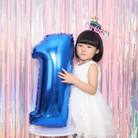 1PCS 32INCH Party Decoration Blue Number Foil Balloon Discolor Digital Globos Birthday Baby Shower Supplies (Number: blue 1)