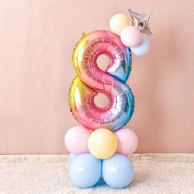 1 SET Rainbow Foil Number Balloons 0-9 Birthday Party Anniversary Decor Globo Kids figure Air Ball Supplies (Number: Macaroon 8)