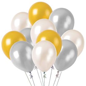 10pcs 12 inch Glossy Pearl Latex Balloons Birthday Party Wedding Colorful Inflatable Decor Ballon Kids Toys Air Balls (Color: gold sliver white)