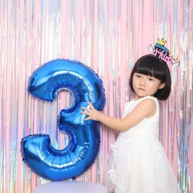 1PCS 32INCH Party Decoration Blue Number Foil Balloon Discolor Digital Globos Birthday Baby Shower Supplies (Number: blue 3)