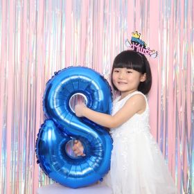 1PCS 32INCH Party Decoration Blue Number Foil Balloon Discolor Digital Globos Birthday Baby Shower Supplies (Number: blue 8)