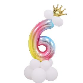 1 SET Rainbow Foil Number Balloons 0-9 Birthday Party Anniversary Decor Globo Kids figure Air Ball Supplies (Number: Rainbow 6)