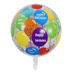 22inch 4D Birthday Foil Balloons Transparent Round Helium Globos Rainbow Ballon Baby Shower Birthday Party Decorations (Style: F)