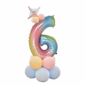 1 SET Rainbow Aluminium Foil Number Balloons 0-9 Birthday Party Anniversary Party Decor Globo Kids figure Air Ball Supplies (Number: 6)