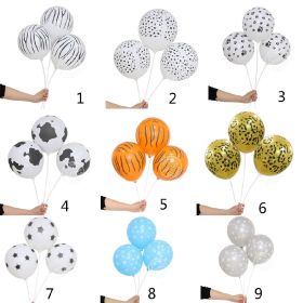 10PCS 12 Inch Animal Cow Tiger Leopard Zebra Paws Printed Round Latex Balloons party decor Kids Toys Thicken Globos (Style: 2)