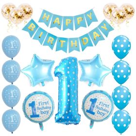 1st Birthday Party Decoration Kids Balloons Number 1 First Baloons (Color: blue)