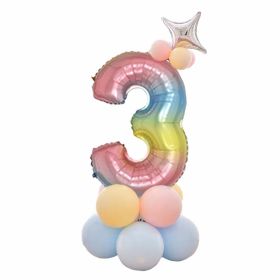 1 SET Rainbow Aluminium Foil Number Balloons 0-9 Birthday Party Anniversary Party Decor Globo Kids figure Air Ball Supplies (Number: 3)