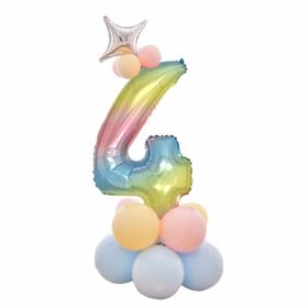 1 SET Rainbow Aluminium Foil Number Balloons 0-9 Birthday Party Anniversary Party Decor Globo Kids figure Air Ball Supplies (Number: 4)