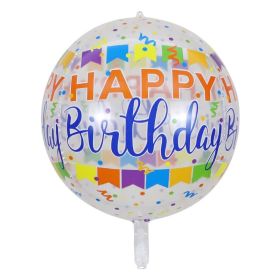 22inch 4D Birthday Foil Balloons Transparent Round Helium Globos Rainbow Ballon Baby Shower Birthday Party Decorations (Style: B)