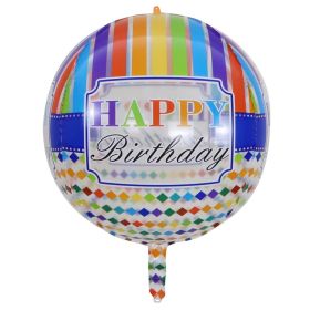 22inch 4D Birthday Foil Balloons Transparent Round Helium Globos Rainbow Ballon Baby Shower Birthday Party Decorations (Style: E)