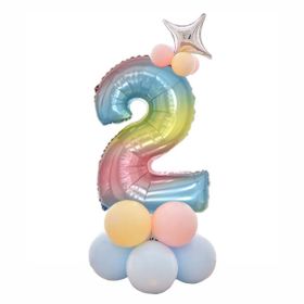 1 SET Rainbow Aluminium Foil Number Balloons 0-9 Birthday Party Anniversary Party Decor Globo Kids figure Air Ball Supplies (Number: 2)