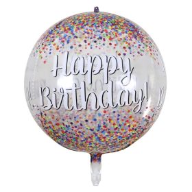 22inch 4D Birthday Foil Balloons Transparent Round Helium Globos Rainbow Ballon Baby Shower Birthday Party Decorations (Style: D)