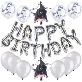 1 SET 16 Inch Black Letter Happy Birthday balloon Birthday Party Decoration Kids Event Supplies air balloons (Color: Silver)