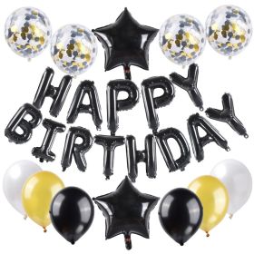 1 SET 16 Inch Black Letter Happy Birthday balloon Birthday Party Decoration Kids Event Supplies air balloons (Color: BLACK)