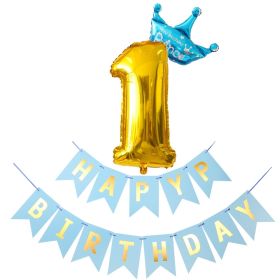 1 SET 1st Happy Birthday Confetti Balloons Foil Number Balloons First Baby Boy Girl Party Decorations My 1 Year Supplies (Style: style 2)