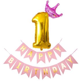 1 SET 1st Happy Birthday Confetti Balloons Foil Number Balloons First Baby Boy Girl Party Decorations My 1 Year Supplies (Style: style 3)