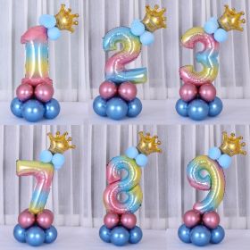 1 SET Color Change Foil Number Foil Balloons for 1st Birthday Party Decorations Kids Toys Baby Shower Latex Globos (Size: 5)