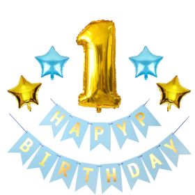 1 SET 1st Happy Birthday Confetti Balloons Foil Number Balloons First Baby Boy Girl Party Decorations My 1 Year Supplies (Style: style 1)