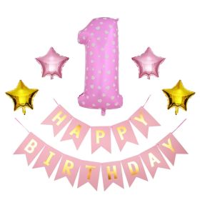 1 SET 1st Happy Birthday Confetti Balloons Foil Number Balloons First Baby Boy Girl Party Decorations My 1 Year Supplies (Style: style 5)