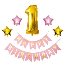 1 SET 1st Happy Birthday Confetti Balloons Foil Number Balloons First Baby Boy Girl Party Decorations My 1 Year Supplies (Style: style 4)