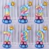 1 SET Color Change Foil Number Foil Balloons for 1st Birthday Party Decorations Kids Toys Baby Shower Latex Globos