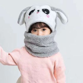 New Autumn and Winter Cute Children Cartoon Scarf Hat Two-piece Double Fleece Warmth Boy Girl Child Adult Parent-child Baby hat (Size: S 1-5 years old, Color: KT09)