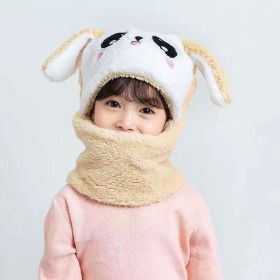 New Autumn and Winter Cute Children Cartoon Scarf Hat Two-piece Double Fleece Warmth Boy Girl Child Adult Parent-child Baby hat (Size: S 1-5 years old, Color: KT10)