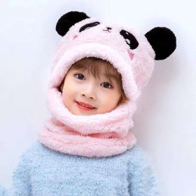 New Autumn and Winter Cute Children Cartoon Scarf Hat Two-piece Double Fleece Warmth Boy Girl Child Adult Parent-child Baby hat (Size: M- 6-10 years old, Color: KT01)